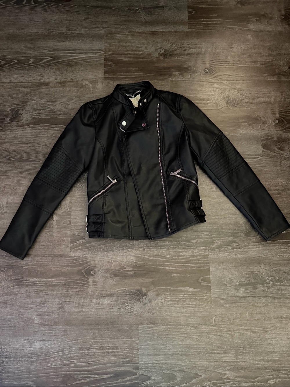 Michael Kors Black Faux Leather Moto Jacket